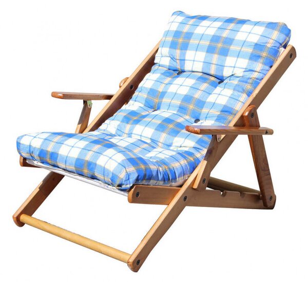 Poltrona 3 Posizioni Relax Miele con Cuscino 84x60x100 h cm in Cotone Blu