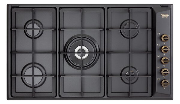 De Longhi Piano Cottura 5 Fuochi a Gas Larghezza 86 cm Smaltato colore Antracite - ANL 59 PRO
