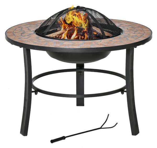 Braciere da Giardino 68x68x45 cm in Metallo e Ceramica