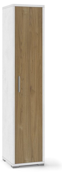 Armadio 1 Anta 39x182x41 cm Ossido Bianco/Noce Stelvio