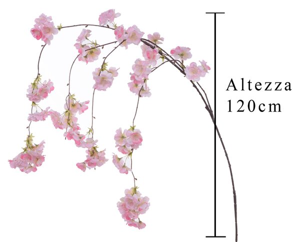 Set 2 Ramo di Pesco Pendente Artificiale Altezza 120 cm Rosa