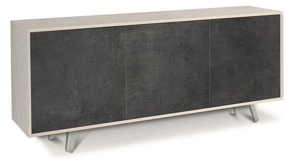 Madia 3 Ante 177x74x41 cm Ossido Bianco/Ossido Nero
