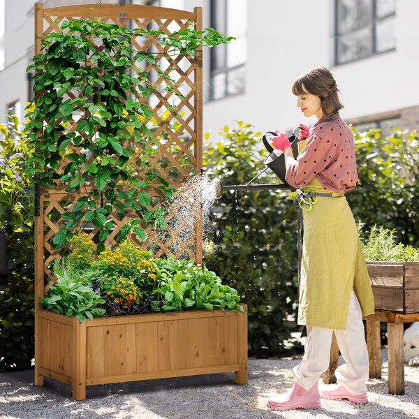 Fioriera da Giardino 90x45x180 cm con Traliccio in Legno d'Abete Giallo