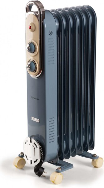 Ariete Radiatore Termosifone Elettrico ad Olio Stufa Portatile 7 Elementi Potenza 1500 Watt colore Blu - 00B825005AREG Linea Vintage