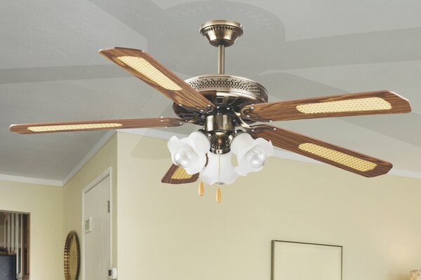 Ventilatore da Soffitto con 5 Pale e 3 Lampade Ø130cm 3 Velocità  Kooper Windy
