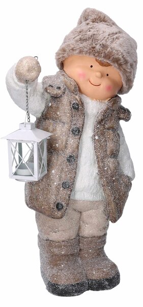 Bambino in Resina con lanterna beige cm 30x21xh51