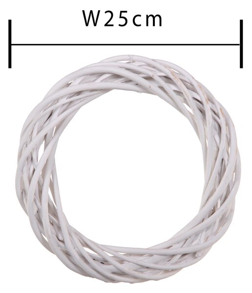 Set 6 Coroncine Bianche di Rattan Larghezza 25 cm