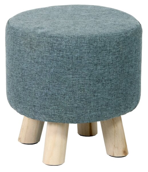 Pouf in Tessuto e Legno di Pino 29x29 cm Fumer Megan Grigio