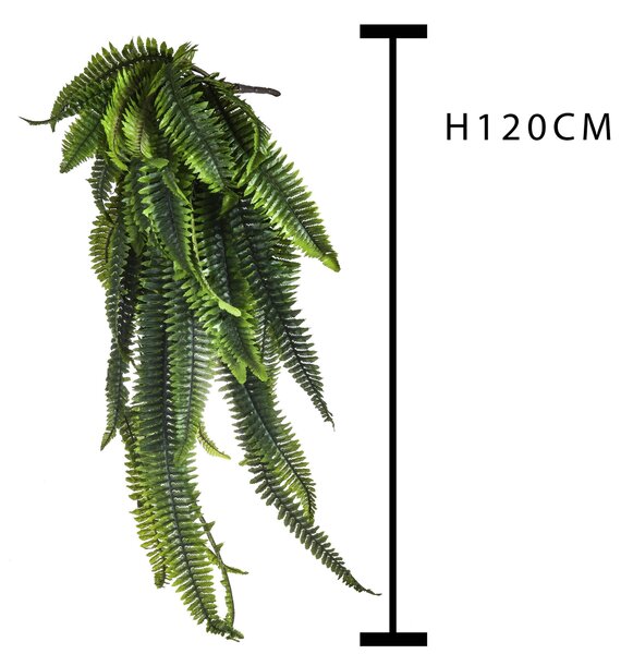 Felce Artificiale a Foglia Lunga Composta da 42 Foglie Altezza 120 cm. Verde
