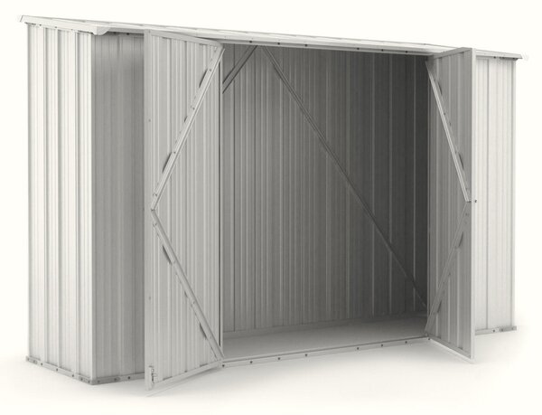 Casetta Box da Giardino in Lamiera di Acciaio Porta Utensili 307x100x192 cm Enaudi Bianco