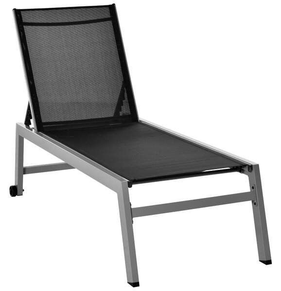 Lettino Prendisole da Giardino in Textilene 169x65x102 cm UV-A Grigio