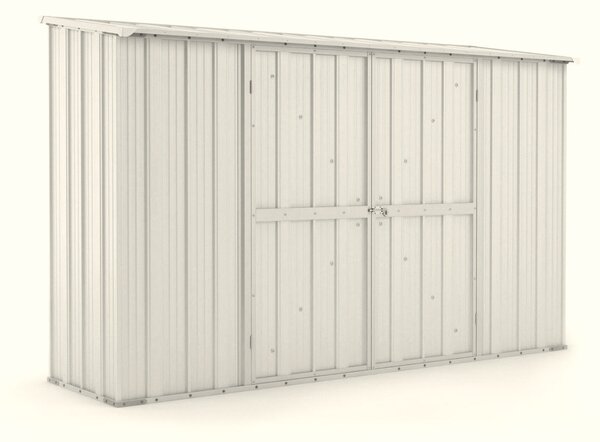 Casetta Box da Giardino in Lamiera di Acciaio Porta Utensili 307x100x192 cm Enaudi Bianco