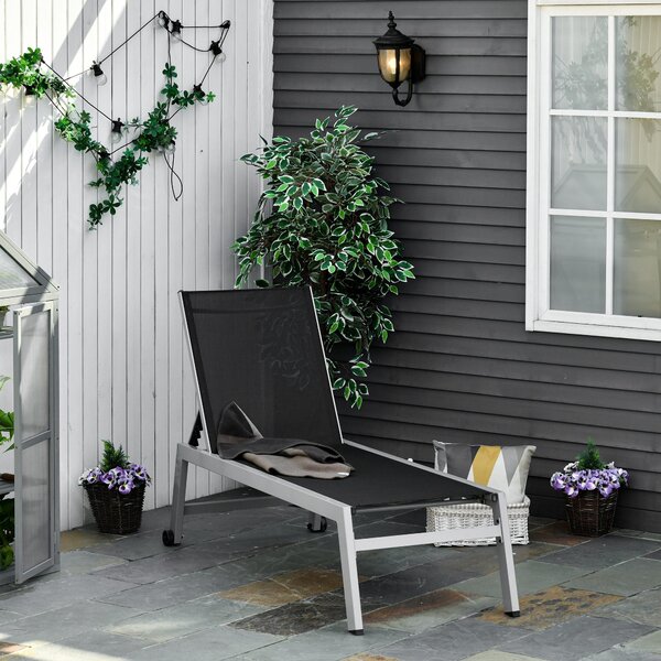 Lettino Prendisole da Giardino in Textilene 169x65x102 cm UV-A Grigio