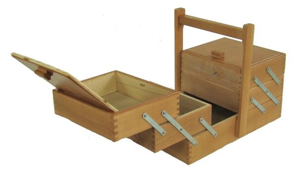 Cassetta Portalavoro n.12 noce cm 34xh18/29,5x20 in legno di faggio made in italy