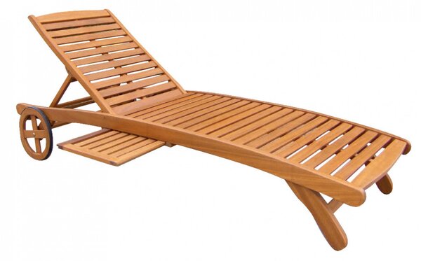 Lettino Prendisole da Giardino con Ruote 197x63x37/100 h cm in Legno Marrone