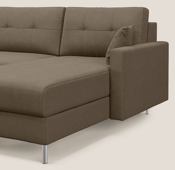 Megan divano letto angolare in microfibra smacchiabile T11 marrone
