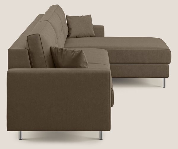Megan divano letto angolare in microfibra smacchiabile T11 marrone