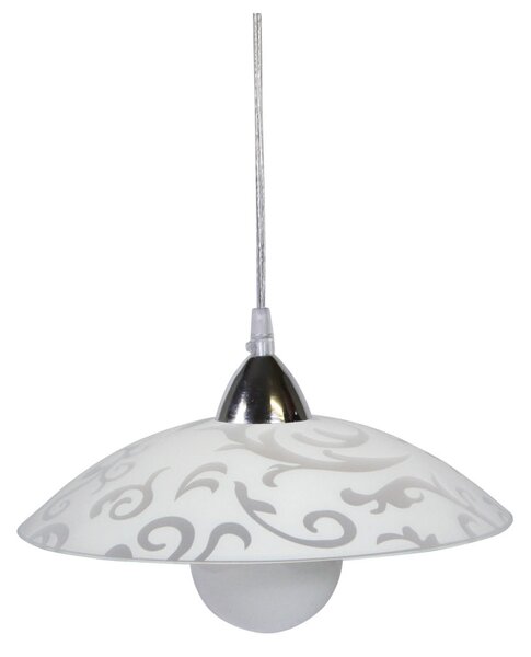 Sospensione D30 1xE27 Montatura Cromo-Trasparente Vetro Lastra Bianco E-Energy Melissa