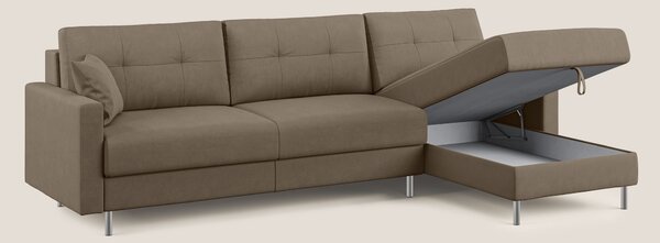 Megan divano letto angolare in microfibra smacchiabile T11 marrone