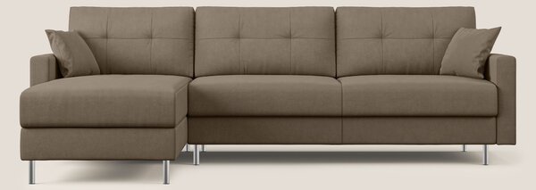 Megan divano letto angolare in microfibra smacchiabile T11 marrone