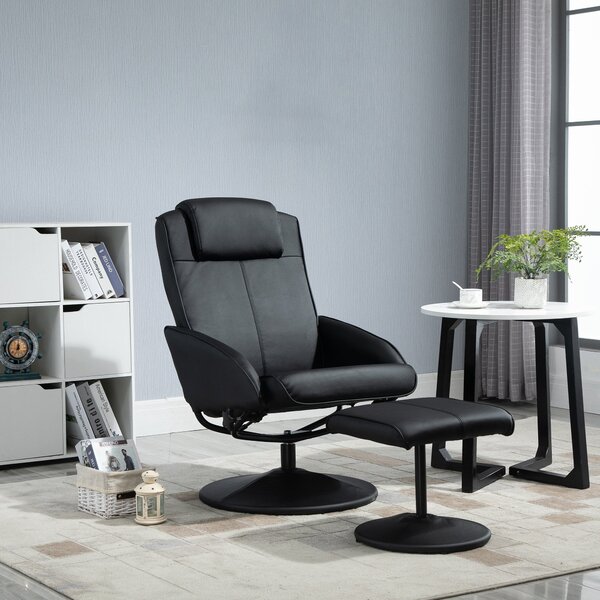 Poltrona Relax Reclinabile 71x78x101 cm con Poggiapiedi Nera
