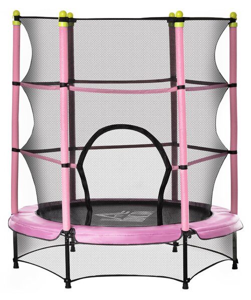 Trampolino Tappeto Elastico per Bambini Ø140x158 cm in Acciaio Rosa e Nero