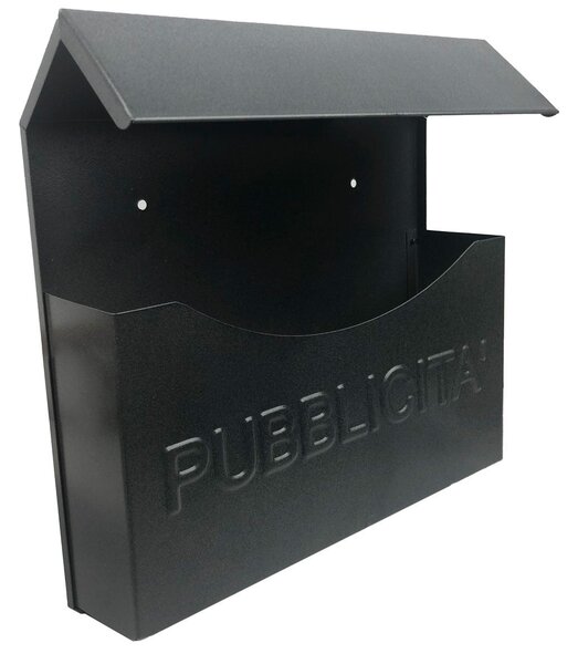 Cassetta Pubblicità 32x13x32 cm Artigian con Pensilina in Ferro Nero