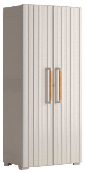 Armadio da Esterno 3 Ripiani 80x45x180H cm in Plastica Keter Groove Alto Sabbia/Beige