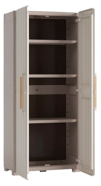 Armadio da Esterno 3 Ripiani 80x45x180H cm in Plastica Keter Groove Alto Sabbia/Beige
