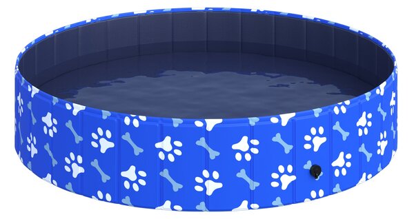 Piscina Rigida per Cani Taglia Grande Ø140x30 cm in PVC e Truciolare Blu