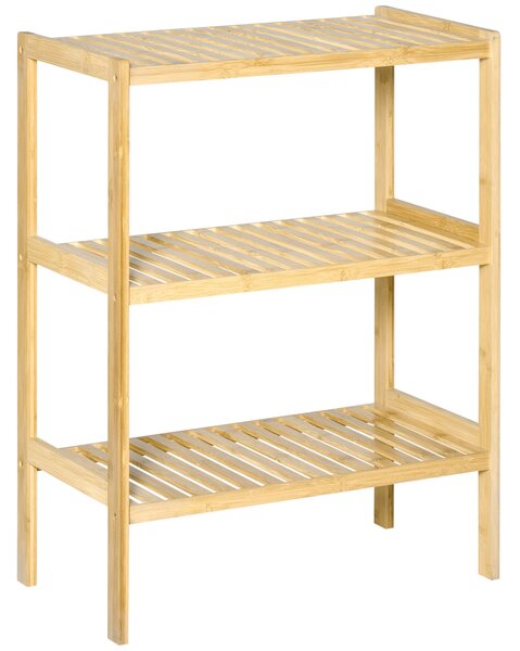 Scaffale 3 Ripiani 62x33x80 cm in Bambù Naturale