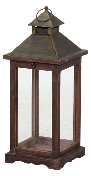 Lanterna in legno marrone scuro rettangolare cm 19x19xh42,5