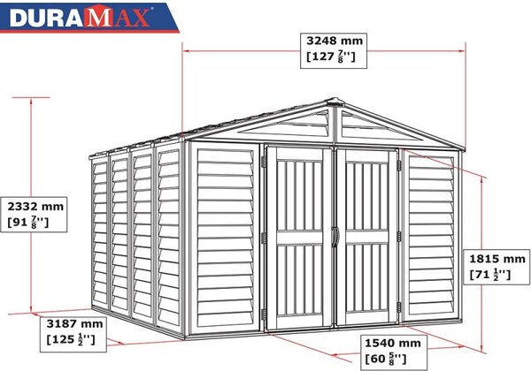 Casetta Box da Giardino 325x319x233 cm in PVC Avorio/Marrone