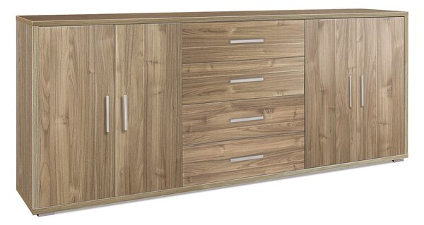 Mobile Basso 4 Ante 4 Cassetti 203x84x41 cm Noce Stelvio