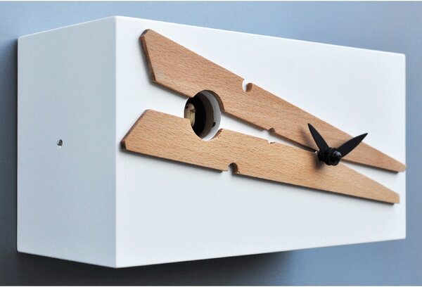 Orologio a Cucù da Parete e Appoggio 25X13X10Cm Pirondini Italia Molla Bianco