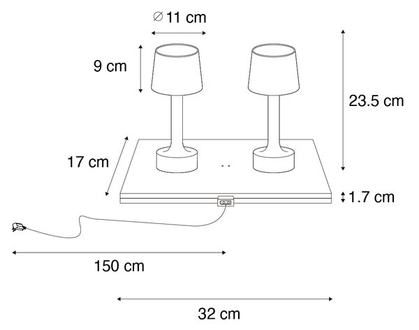 Set di 2 lampade da tavolo oro con beige RGBW ricaricabili - Elise