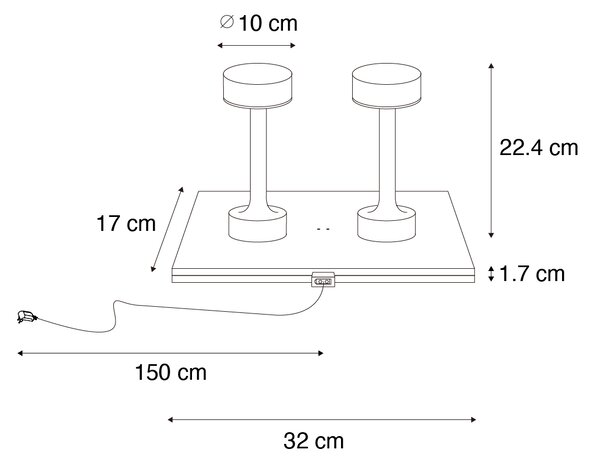 Set di 2 lampade da tavolo ricaricabili oro RGBW - Isobel