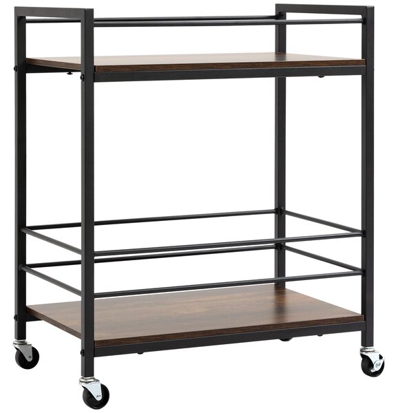 Carrello da Cucina con Portavivande 62x40x75 cm in Acciaio e Legno Marrone Rustico