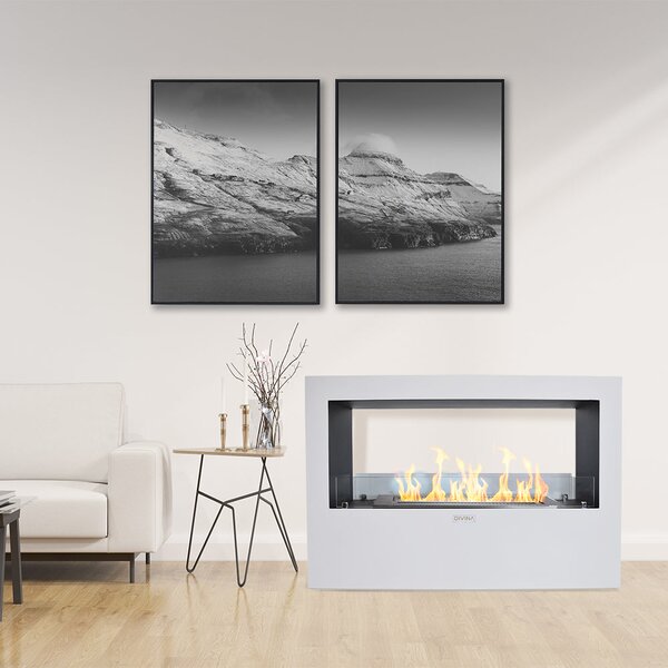 Camino a Bioetanolo da Pavimento 100x30x70 cm Giotto S Bianco