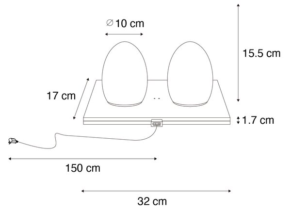 Set di 2 lampade da tavolo ricaricabili bianche RGBW - Eggo