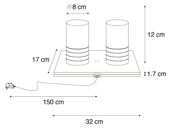 Set da 2 lampade da tavolo ricaricabili dorate RGBW - Alessia