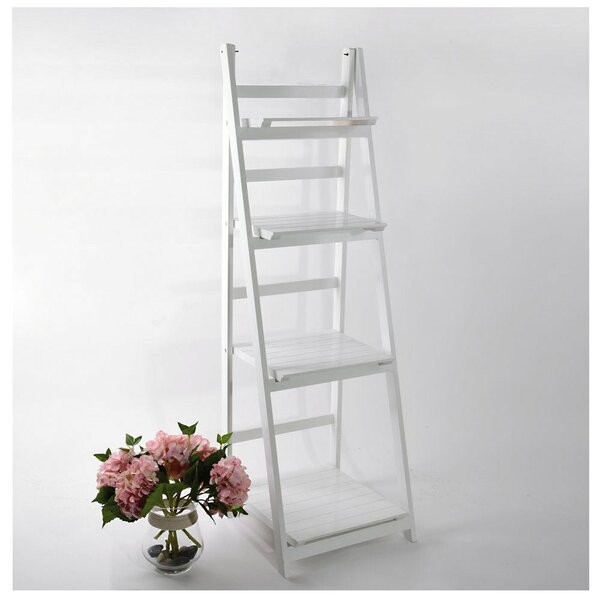Portapiante Scaffale 4 Ripiani in Legno Massello 41x34x111,5 cm Fumer Kelvin Bianco