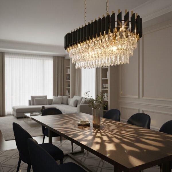 Brilagi - Lampadario a catena ECLIPSE 10xE14/10W/230V 78x28 cm nero/oro