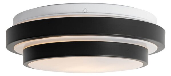 Plafoniera moderna nera con bianco 25 cm IP44 - Walden