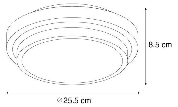 Plafoniera moderna nera con bianco 25 cm IP44 - Walden