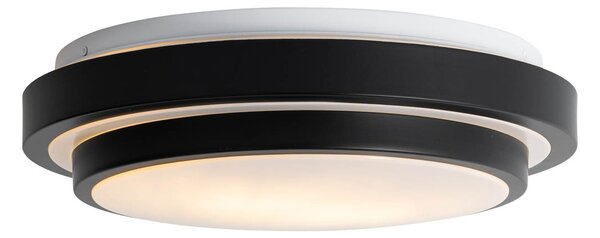 Plafoniera moderna nera con bianco, 35 cm IP44 - Walden