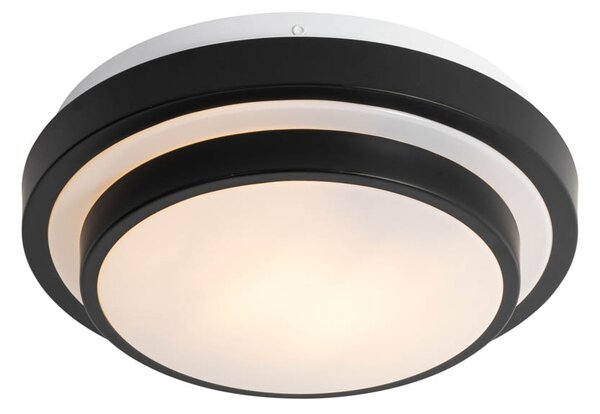 Plafoniera moderna nera con bianco 25 cm IP44 - Walden