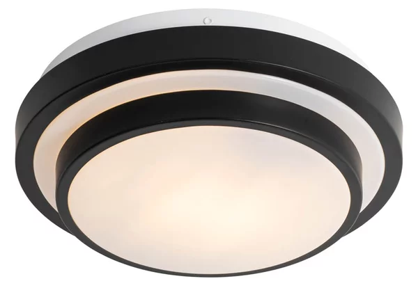 Plafoniera moderna nera con bianco 25 cm IP44 - Walden
