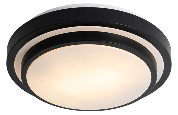 Plafoniera moderna nera con bianco, 35 cm IP44 - Walden