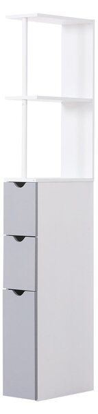 Mobiletto a Colonna da Bagno Salvaspazio in Legno Bianco 15x33x136 cm